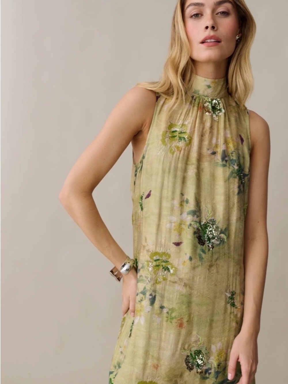 Few Moda o.p.t Naia Floral green Maxi Dress